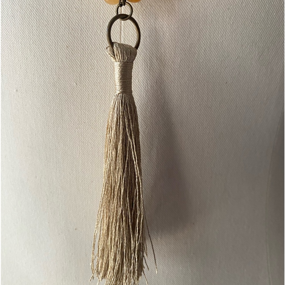 Necklace boho inspired wood and natural gemstone beads. - Picture 4 of 6